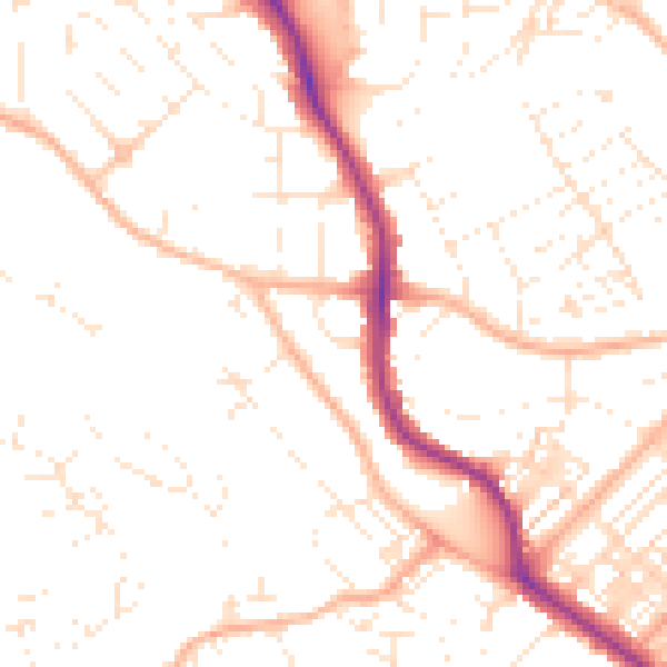 Daytime road noise heatmap for TR11 2ET