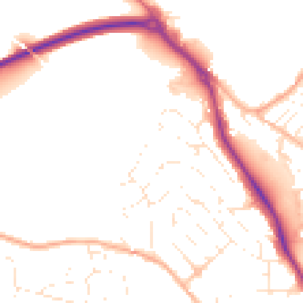 Daytime road noise heatmap for TR11 2HE