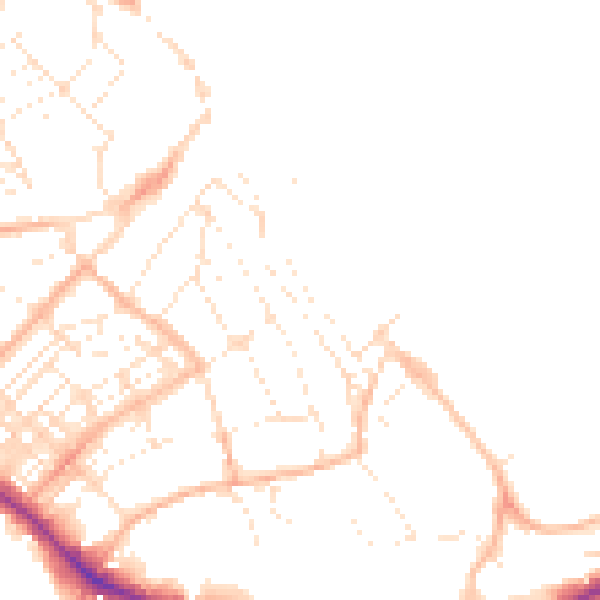 Daytime road noise heatmap for TR11 3HJ