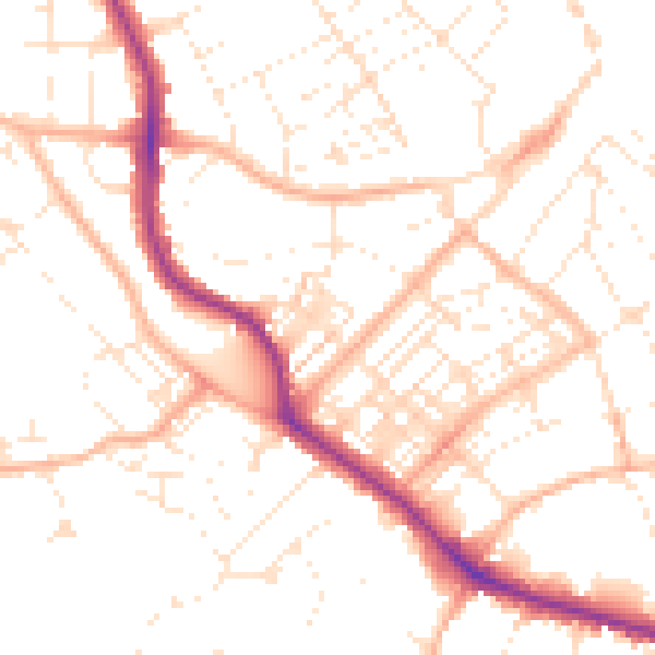 Daytime road noise heatmap for TR11 3QF