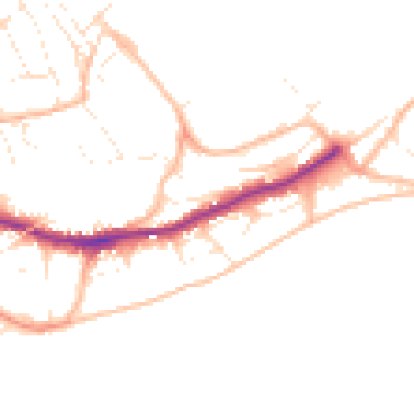 Daytime road noise heatmap for TR11 4DZ