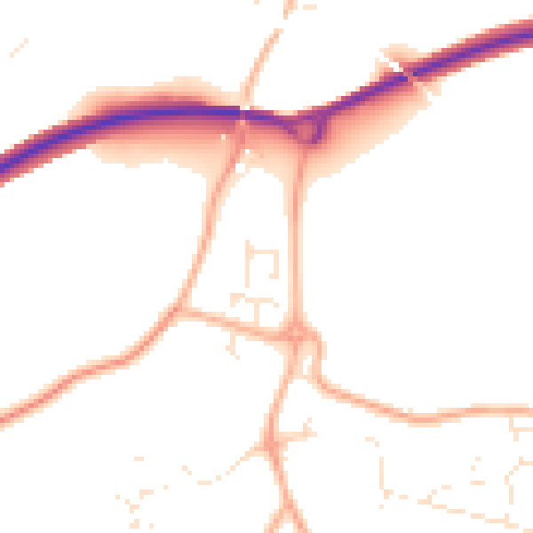 Daytime road noise heatmap for TR11 4FQ