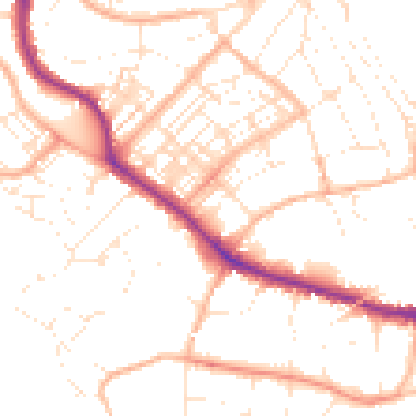 Daytime road noise heatmap for TR11 4QR