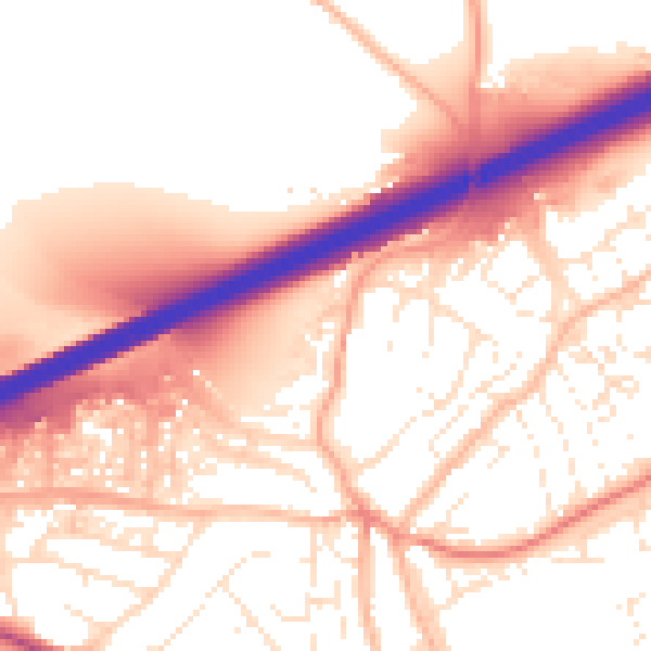 Daytime road noise heatmap for TR14 0AA