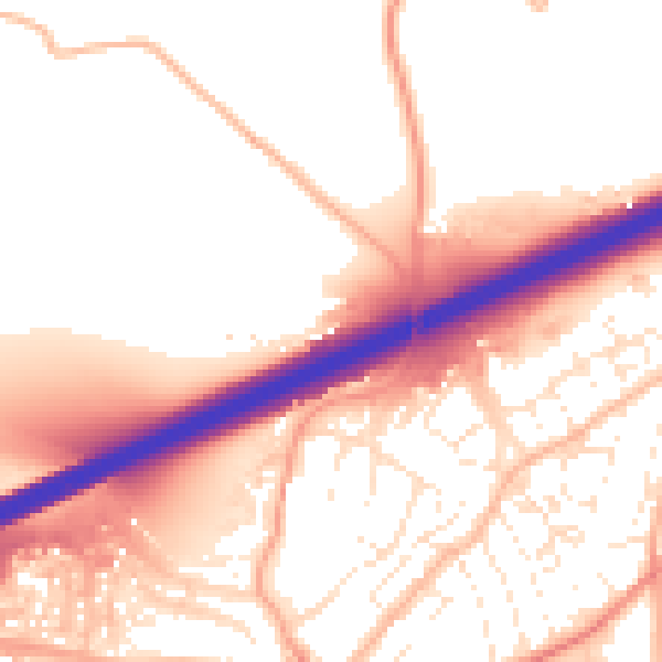 Daytime road noise heatmap for TR14 0AB