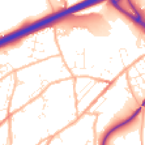 Daytime road noise heatmap for TR14 0AD
