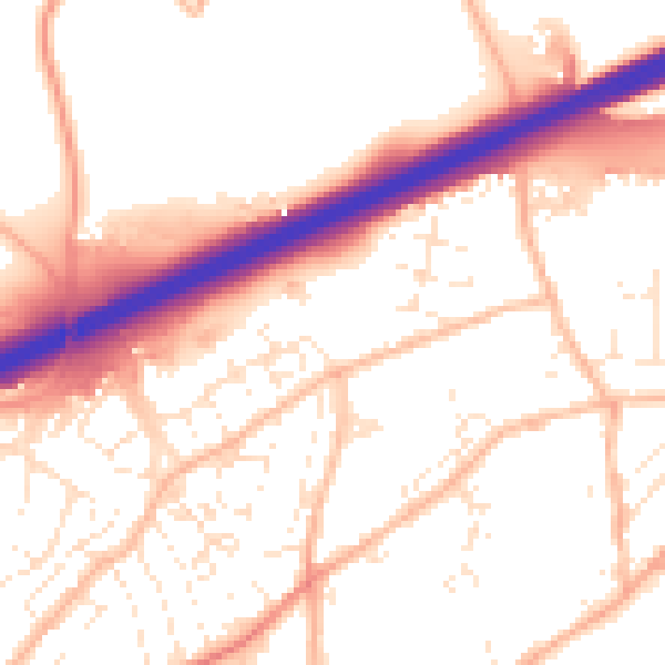 Daytime road noise heatmap for TR14 0AF