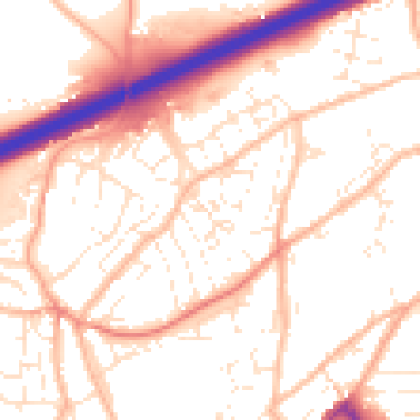 Daytime road noise heatmap for TR14 0AG