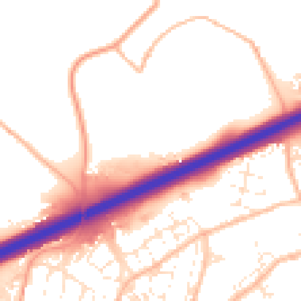 Daytime road noise heatmap for TR14 0AH