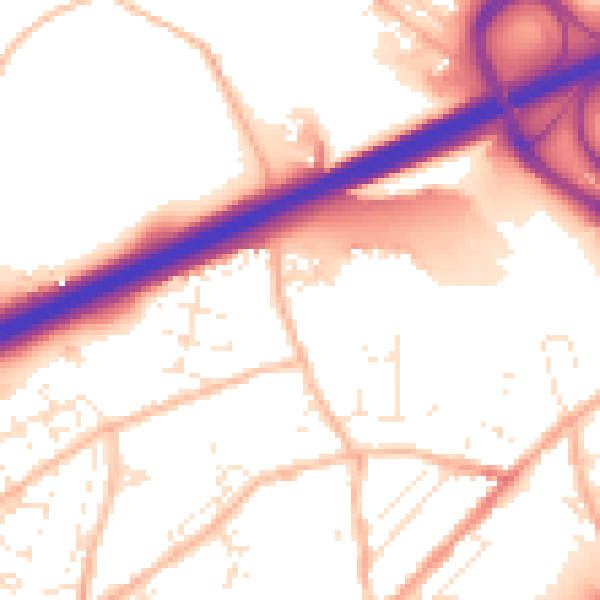 Daytime road noise heatmap for TR14 0AJ