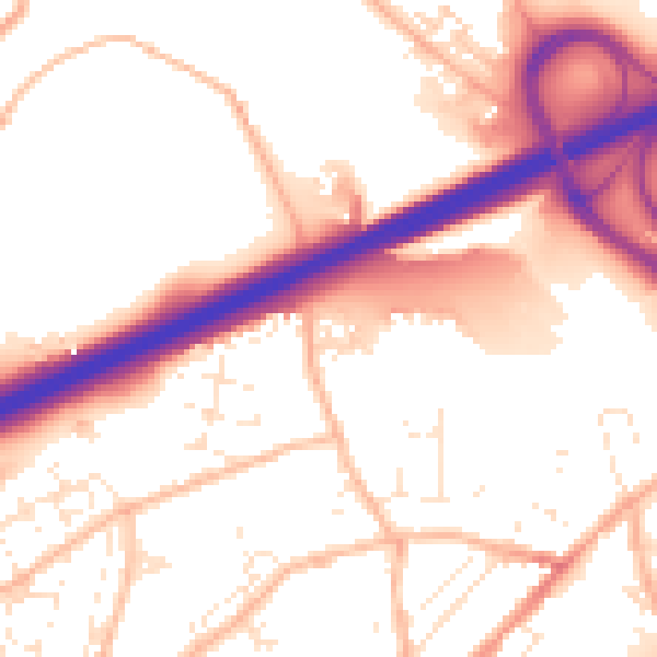 Daytime road noise heatmap for TR14 0AL