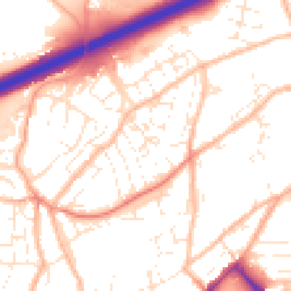 Daytime road noise heatmap for TR14 0AQ