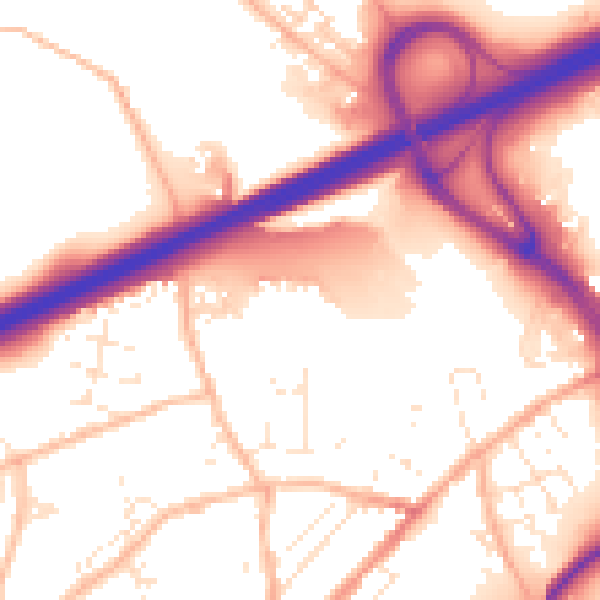 Daytime road noise heatmap for TR14 0AR