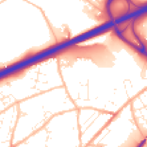 Daytime road noise heatmap for TR14 0AT