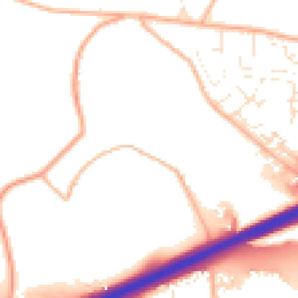 Daytime road noise heatmap for TR14 0AX