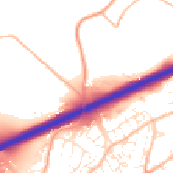 Daytime road noise heatmap for TR14 0BB