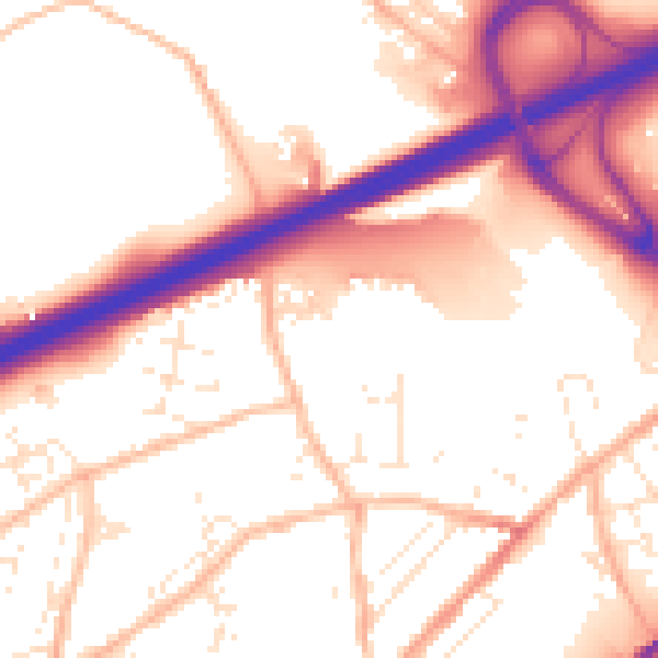 Daytime road noise heatmap for TR14 0BG