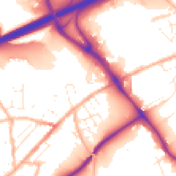Daytime road noise heatmap for TR14 0BJ
