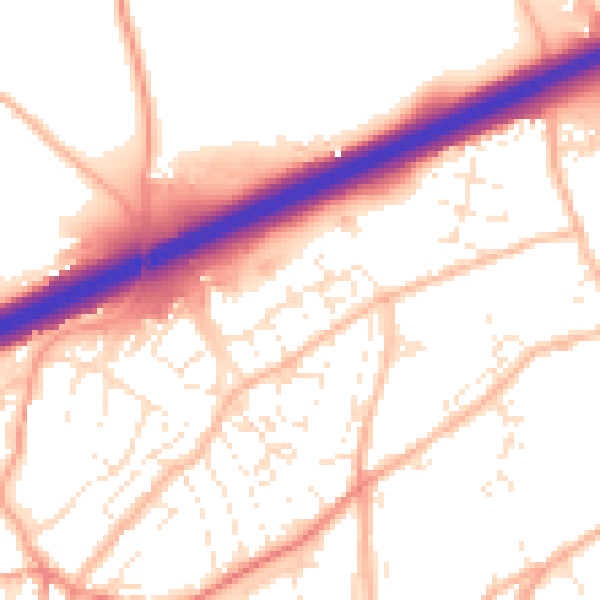 Daytime road noise heatmap for TR14 0DL
