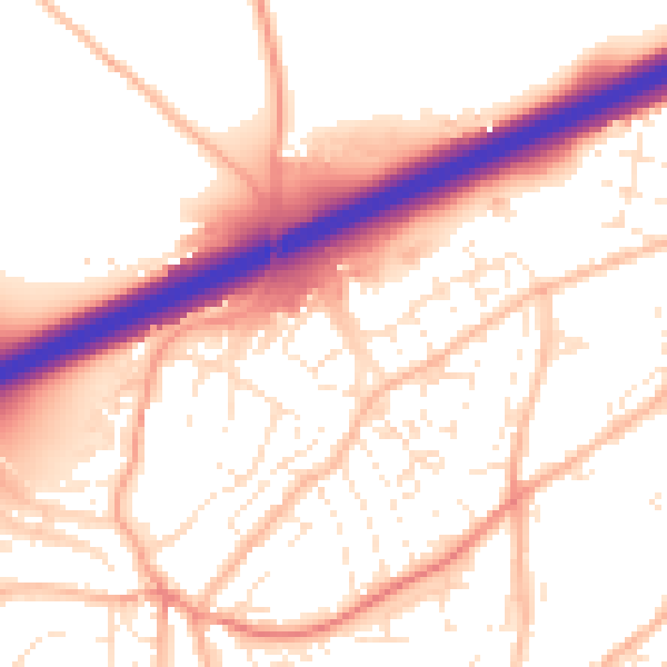 Daytime road noise heatmap for TR14 0ED