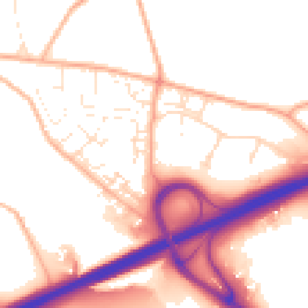 Daytime road noise heatmap for TR14 0EH