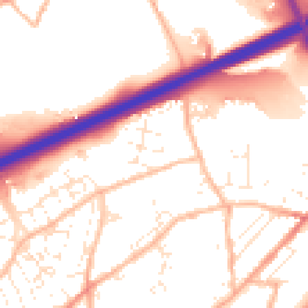 Daytime road noise heatmap for TR14 0FL