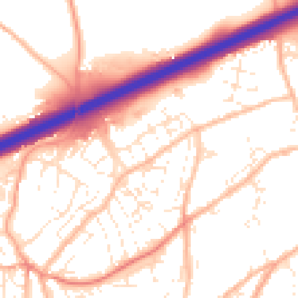 Daytime road noise heatmap for TR14 0FN
