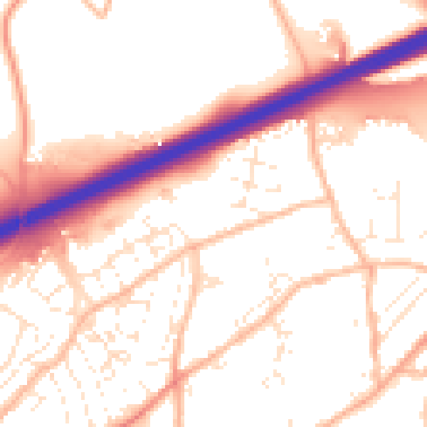 Daytime road noise heatmap for TR14 0FQ
