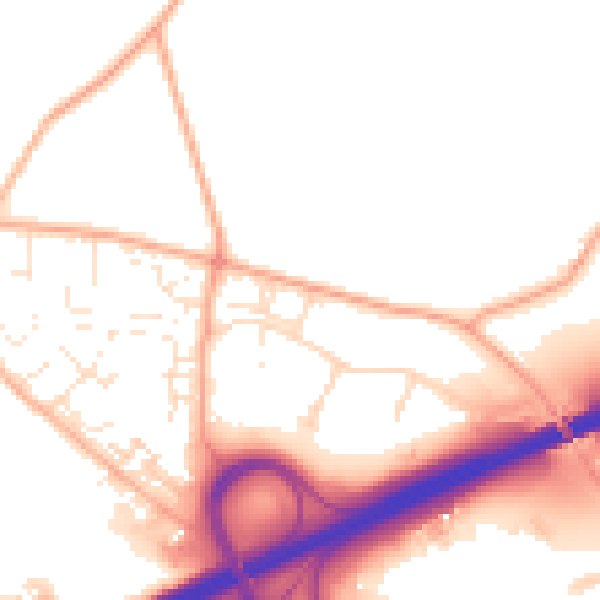 Daytime road noise heatmap for TR14 0FR