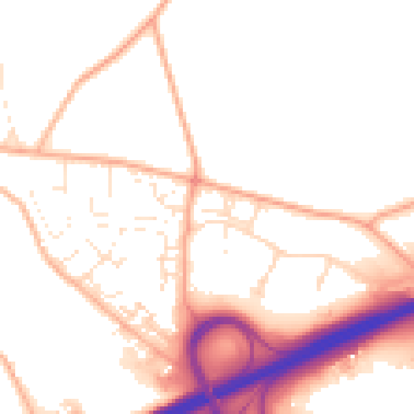 Daytime road noise heatmap for TR14 0FS