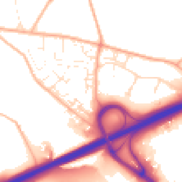 Daytime road noise heatmap for TR14 0GL