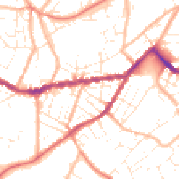 Daytime road noise heatmap for TR14 0HR