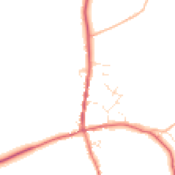 Daytime road noise heatmap for TR14 0JX