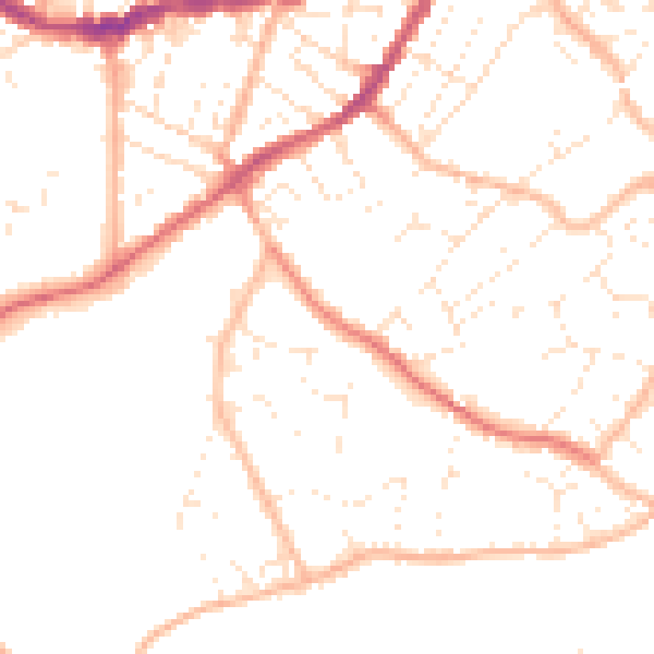 Daytime road noise heatmap for TR14 7AD