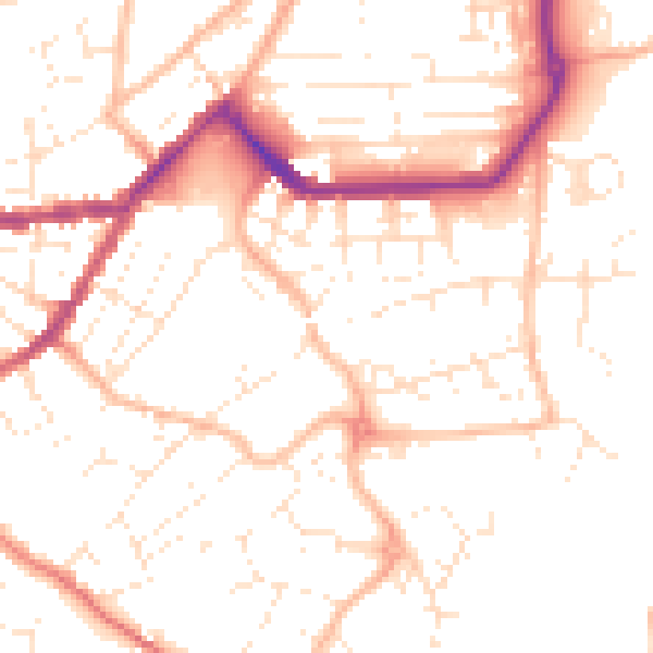 Daytime road noise heatmap for TR14 7AJ