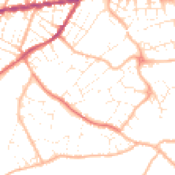 Daytime road noise heatmap for TR14 7AW