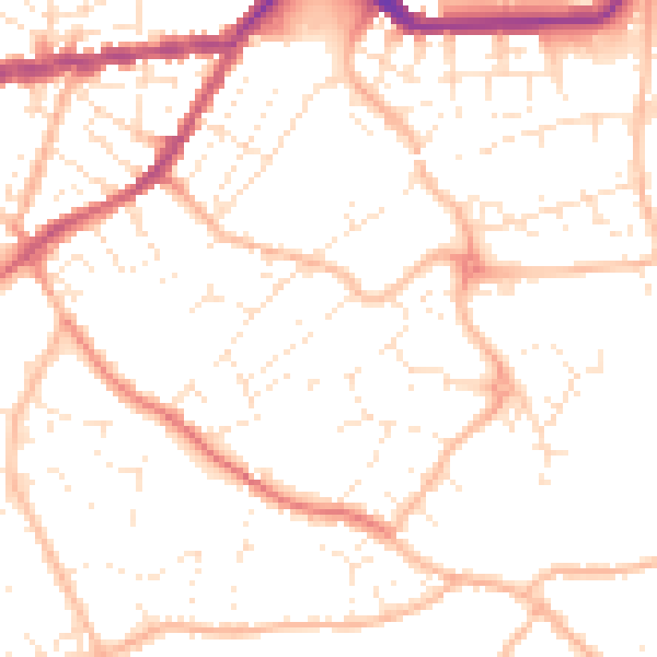 Daytime road noise heatmap for TR14 7BE