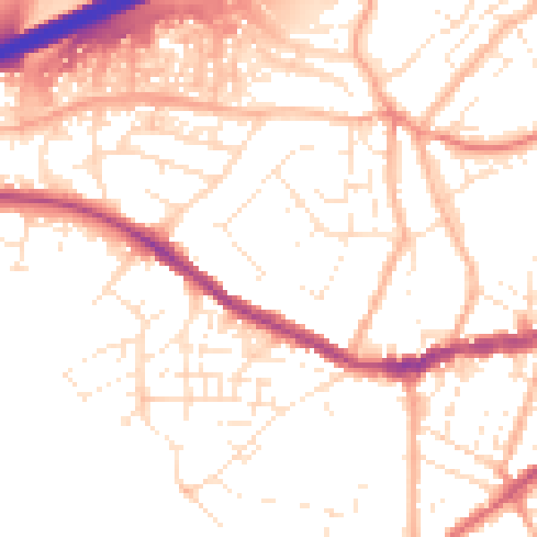 Daytime road noise heatmap for TR14 7HN