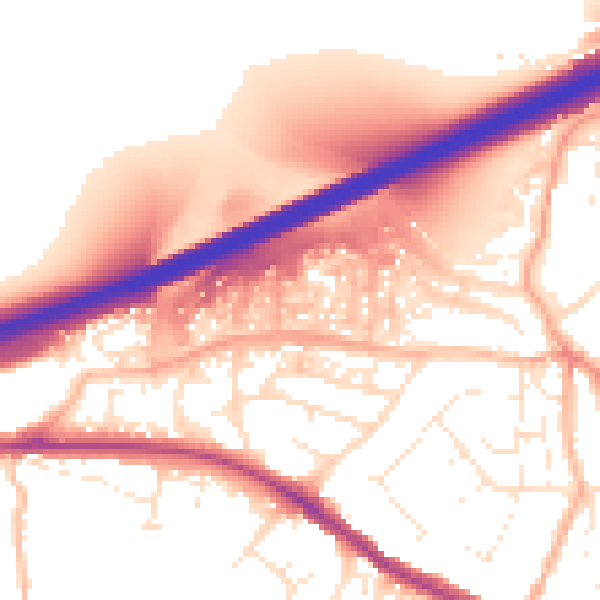 Daytime road noise heatmap for TR14 7JR