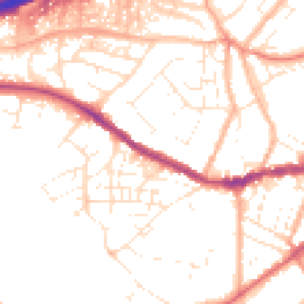 Daytime road noise heatmap for TR14 7LD