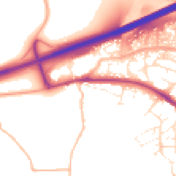 Daytime road noise heatmap for TR14 7NS