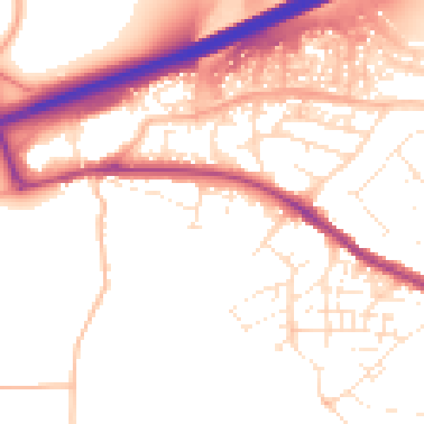 Daytime road noise heatmap for TR14 7NX