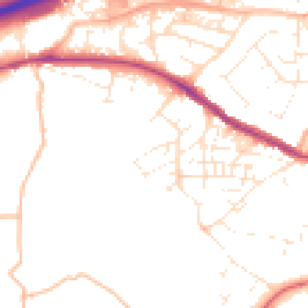 Daytime road noise heatmap for TR14 7PJ