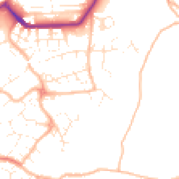 Daytime road noise heatmap for TR14 7TX