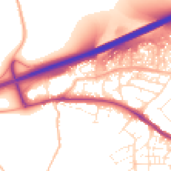 Daytime road noise heatmap for TR14 7XH