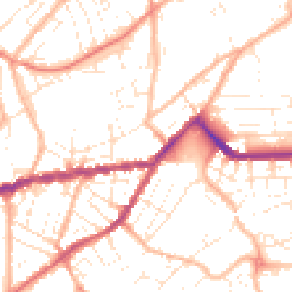 Daytime road noise heatmap for TR14 8BP