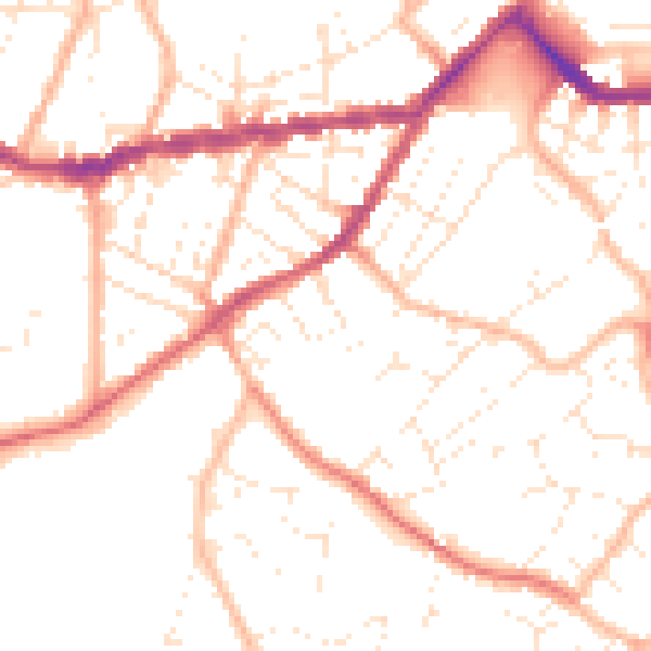 Daytime road noise heatmap for TR14 8BZ