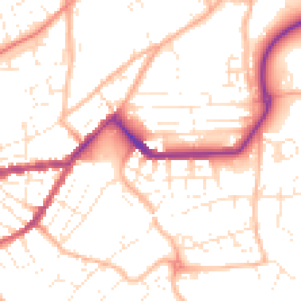 Daytime road noise heatmap for TR14 8FL