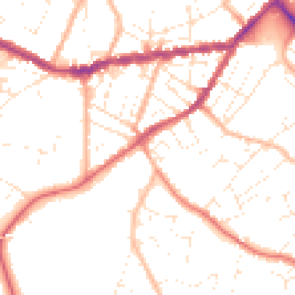Daytime road noise heatmap for TR14 8FW