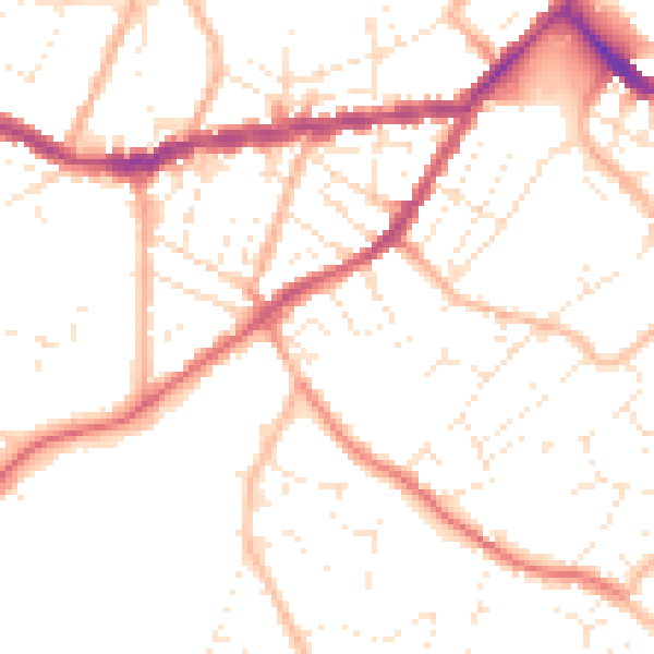 Daytime road noise heatmap for TR14 8GA
